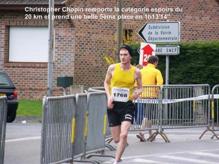 christopher 5eme et 1er espoir  20km en 1h13'14